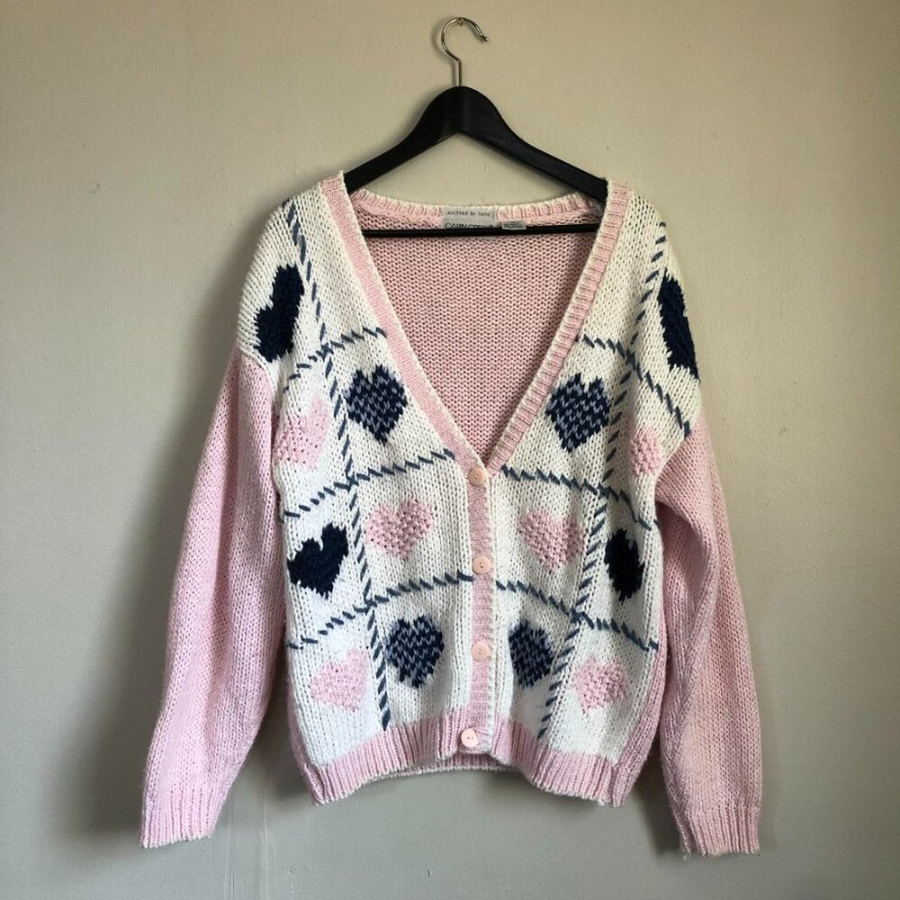 vintage heart grandma knit cardigan